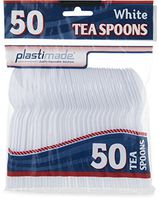 [50 White Tea Spoons] Plastimade Disposable Heavy Duty Plastic Cutlery,Great for Every Day Use, Home, Office, Party, Picnics, or Outdoor Events,