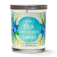 I'm Not A Bitch I was Just Born Annoyed | Citrus, Raspberry, Sandalwood | Luxury Scented Soy Candles |10 Oz. Jar Candle | Made in USA for Women | Funny Gifts for Friends