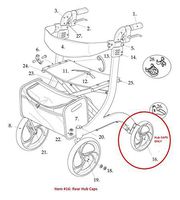Rear Hub Cap for Drive RTL10266 Nitro Rollator Walker - 1 Pair