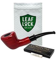 Corleone Tobacco Pipe, Filters, Velvet Lined Storage Pouch and Polishing Cloth with Leaf Lock Storage Pouch