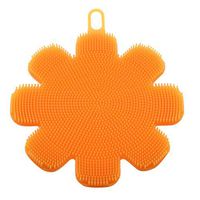 Auwer Silicone Dish Washing, Flower Shaped Silicone Dishwashing Cleaning Sponge Brush Towel Scrubber Multipurpose Tool for Kitchen Wash Pot Pan Dish Bowl/Wash Fruit and Vegetables (Orange)