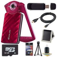 6Ave Casio EX-TR50 Self Portrait/Selfie Digital Camera (Red) + 32GB microSD Class 10 Memory Card + Micro HDMI Cable + SDHC Card USB Reader + Memory Card Wallet + Deluxe Starter Kit Bundle