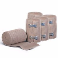 Wideskall® 5' Feet x 4" inch Elastic Compression Wrap Bandage w/Clips, 5 Rolls
