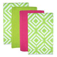 DII Microfiber Multi-Purpose Cleaning Towels Perfect for Kitchens, Dishes, Car, Dusting, Drying Rags, 16 x 19, Set of 4 - Green Diamond