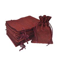 Bezall® 20pcs Drawstring Burlap Jute Sacks Jewelry Candy Pouch Christmas Wedding Party Favor Gift Bags (Wine, 3.9 x 5.5")