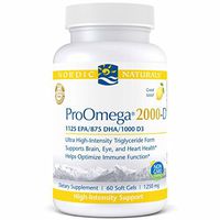 Nordic Naturals ProOmega 2000-D - Fish Oil, 1125 mg EPA, 875 mg DHA, 1000 IU Vitamin D3, High-Intensity Support for Cardiovascular, Neurological, Eye, and Immune Health*, Lemon Flavor, 60 Soft Gels