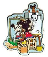 Disney Mickey Artist Easel 3D Norman Rockwell Spoof Self Portrait Pin 6318