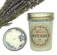 Lavender Aromatherapy Candle (8 oz) | All-Natural Soy Wax & Dried Flowers | Essential Oil Infused | Odor Eliminating + Relaxing | Handmade in The U.S.A. | Toxin Free