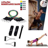 11 Pcs Resistance Bands Set for Home Workout - Durability Exercise Bands with Door Anchor - Stackable Resistance Bands Help You Burning Fat & Increase Muscle for Training, Physical Therapy, Yoga