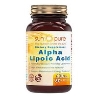 Sun Pure Premium Quality Alpha Lipoic Acid 600 Mg Capsules, 60 Capsules Glass Bottle -*Powerful Antioxidant -*Helps Neutralize Free radicals -*Supports Metabolism & Energy Production