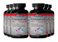 Support Male Libido and Sexual Desire - Tongkat Ali Root Extract 100: 1 - Boost Sexual Desire, Increase Sexual Activity, Sensations and Testosterone (6 Bottles 360 Capsules)