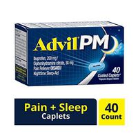 Advil PM (40 Count, Pack of 2) Pain Reliever / Nighttime Sleep Aid Coated Caplet, 200mg Ibuprofen and 38mg Diphenhydramine Citrate