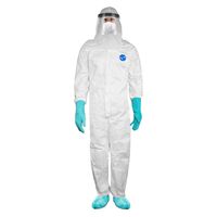 Biohazard Personal Protective Equipment Kit - Tyvek Disposable Coveralls with Hood, N95 Mask, Gloves, Face Shield- L (Extra Large)