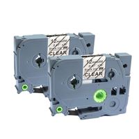 Aomya 2 Pack Standard Laminated Label Tape Compatible for Brother TZe-131 TZe131 TZ-131 12mm 1/2 Inch Black on Clear Compatible for Brother P-Touch Label Maker 26.2ft