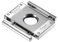 Personalized Caseti Kukri Double Guillotine Cigar Cutter - Chrome Grid with Free Laser Engraving