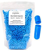 Capsules Express- Size 00 Blue Empty Gelatin Capsules 1000 Count - Kosher and Halal Certified - Gluten-Free Pure Bovine Gelatin Pill Capsule - DIY Powder Filling