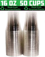 [50 Pack - 16 oz.] Earth - Friendly Eco Crystal Clear R - PET Recycled Plastic Cups [Cups Only, Lids Sold Separately]