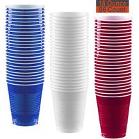18 oz Party Cups, 96 Count - Royal Blue, White, Burgundy - 32 Each Color
