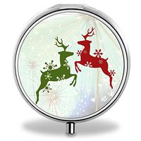 Decals Pill Case, Round Stainless Drug Organizer Container Medicine Cover for Pocket Daily&Weekly