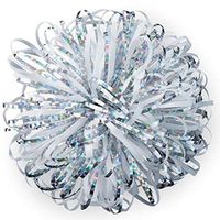 Hallmark White and Silver Metallic Pom Pom Gift Bow