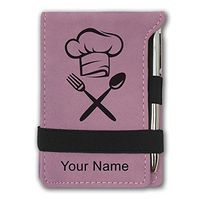 Mini Notepad, Chef Hat, Personalized Engraving Included (Pink)