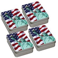 Set of 4 Matches Strike Almost Anywhere in Vintage Style Tin Container Hand Packed in USA Steve Kaeser Since 1989 (Flag-4)