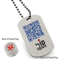 Pale Blue Dot Squid Medical Alert ID Dog Tag Using QR Code - No Engraving Necessary