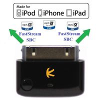 KOKKIA i10_Pro (Black) : Bluetooth Transmitter Splitter with switchable aptX/Low-Latency aptX/FastStream/SBC codecs, Compatible with 30-pin Connector iPod,iPhone,iPad. Compatible with AirPods.
