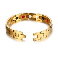 HiTreasure Power 4 Elements Gold Titanium Steel Magnetic Therapy Bracelet for Arthritis Carpal Tunnel Men Women