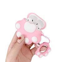 UR Sunshine AirPods Case, Super Cute Funny Dog Paw Shape Soft Silicone Case Cover Protective Skin for Apple AirPods1&2+Paw Ring Lanyard-Pink