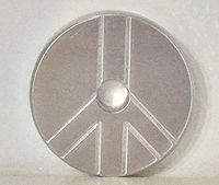 Spinners Peace Sign 45 RPM record Adapter Aluminum, Spinners Triskelion Spiral Turntable Adapter All New Polished Aluminum