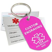 My Identity Doctor - Custom Engraved Medical Alert Keychain, Pink Aluminum, 2 x 1.12 Inches