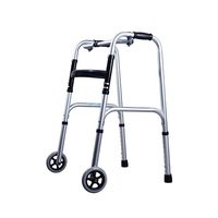 KALO Deluxe Folding Walker with 5" Front Wheels Height Adjustable One Button Release by