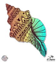 GT Graphics Seashell Conch Colorful - 8" Vinyl Sticker - for Car Laptop I-Pad - Waterproof Decal