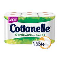 Cottonelle Ultra GentleCare Toilet Paper, 12 Double Rolls, Sensitive Bath Tissue with Aloe & Vitamin E