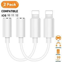 for iPhone to 3.5mm Headphone Jack Adapter Eerphone Adapter for iPhone X/Xs/Xs Max/XR/7/7Plus /8/8Plus, for iPhone Dongle 3.5mm Aux Audio Jack Earphone Splitter Jack Stereo Cable White [2-Pack]
