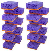 Okleen Purple and Orange Multi Use Scrub Sponges. Made in Europe. 18 Pack, 4.3x2.8x1.4 inches. Heavy Duty & Non Scratch Fiber. Odorless, Durable, Delicate, Rinse Clean Violet Scrubber for Dirt