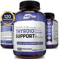 Thyroid Support Complex with Iodine + BioPerine - 120 Vegetarian Capsules Natural Supplement - Energy & Focus Formula, Boosts Brain Function & Metabolism, Concentration, with B12, Ashwagandha