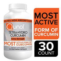Qunol Turmeric Tetra-Hydro Curcumin 400mg, The Most Active Form of Curcuminoid, 95% Tetra-Hydro Curcuminoids, Anti-Inflammatory† and Joint Support* Supplement, Vegetarian Capsules, 30 Servings