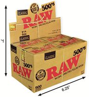 RAW 500's Classic Natural Unrefined Rolling Paper 1 1/4 79mm Size (20)
