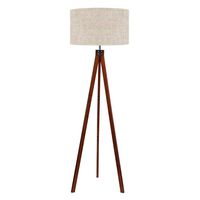 LEPOWER Wood Tripod Floor Lamp, Mid Century Standing Lamp, Modern Design Studying Light for Living Room, Bedroom, Study Room and Office, Flaxen Lamp Shade with E26 Lamp Base