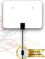 Slim Leaf HDTV Indoor Antenna(05501A) with Built-in Noise Amplifier 50 Miles Range for UHF/VHF/FM, Extremely Soft Design and Lightweight, White,Power by ProHT