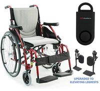 S-Ergo 125 Ergonomic Wheelchair | Seat Size 16" X 17" | Flip-Back Armrest | Upgraded to Elevating Legrests | Frame Color Red & Free 130 dB Black Safety Alarm!
