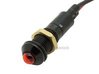 Alpinetech PLB8B 8mm 5/16" 120V AC/DC LED Metal Signal Indicator Pilot Dash Light (Black Bezel, Red)