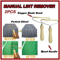 Wood Manual Lint Remover Epilator - Fabric Clothes Shaver - Sweater Comb with Copper Blade Head - Household Shaving Tool - Portable Cleaner Autumn Winter - Remove Fuzz Pill Bobble Pets' Hair (2PCS)