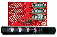 Herb Airtight Tube Pocket Protector with Juicy Jay's Very Cherry 1.25 Flavored Hemp Rolling Papers 3 Count DC Crafts Nation- Flag Leaf