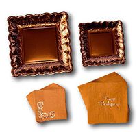Elegant Thanksgiving Fall Party Paper Plates and Napkins Bundle - Party Pack Set Includes Disposable Dinnerware Plates - Dessert Plates and Napkins