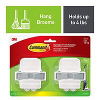 Command 08095001268 Broom & Mop Grippers, Holds up to 4 lbs (17007-HW2ES), 2, Grey/White