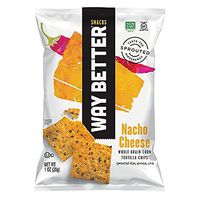 Way Better Snacks Nacho Cheese Tortilla Chips, 1 Ounce -- 12 per case.