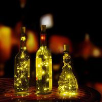 5 Pack Solar Powered Wine Bottle Lights, 20 LED Waterproof Warm White Copper Cork Shaped Lights for Wedding Christmas, Outdoor, Holiday, Garden, Patio Pathway Decor
